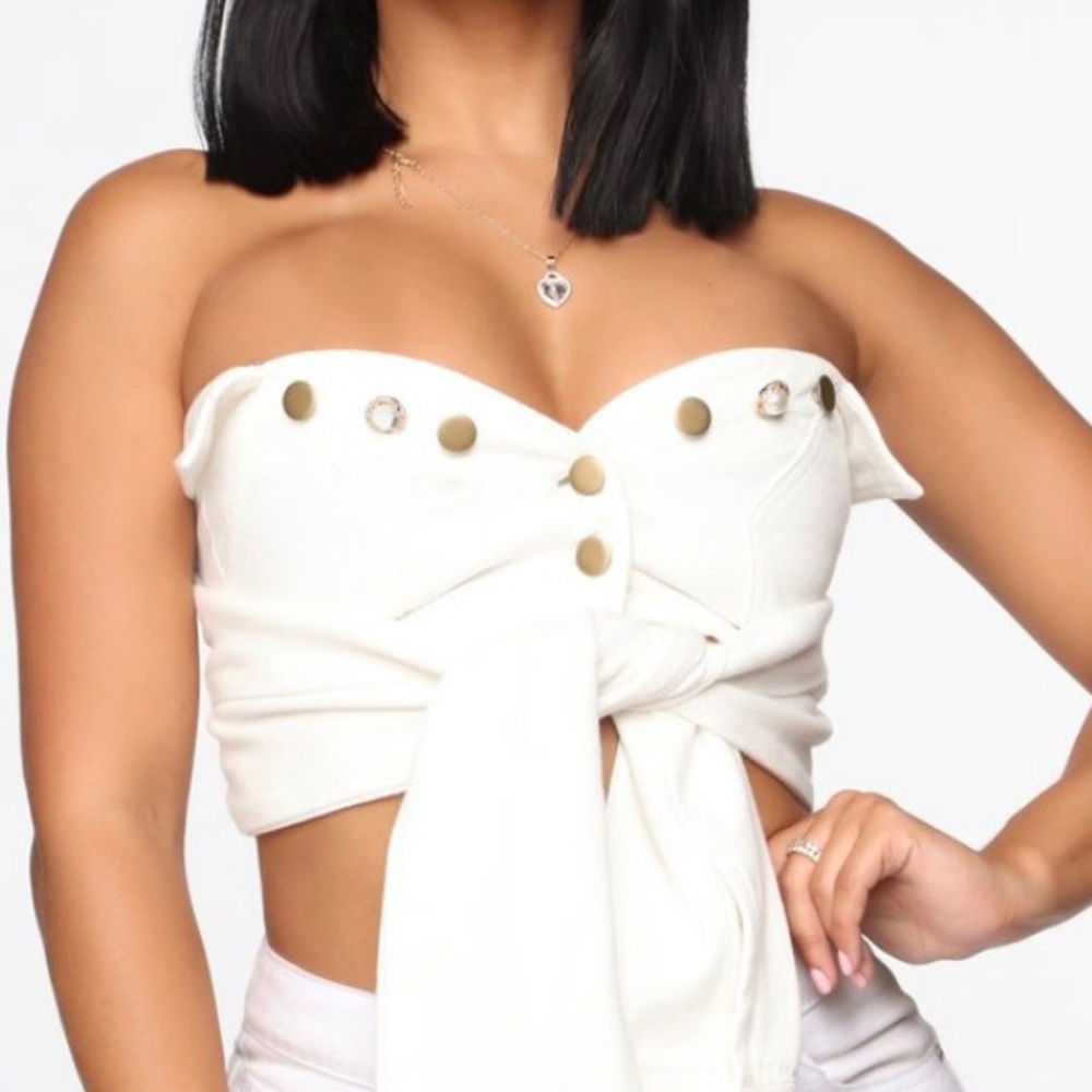 Fashion Nova off the shoulder tie up top